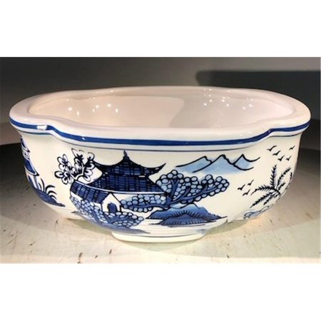 PAISAJE Porcelain Bonsai Pot, Blue & White - Rectangle PA2529756